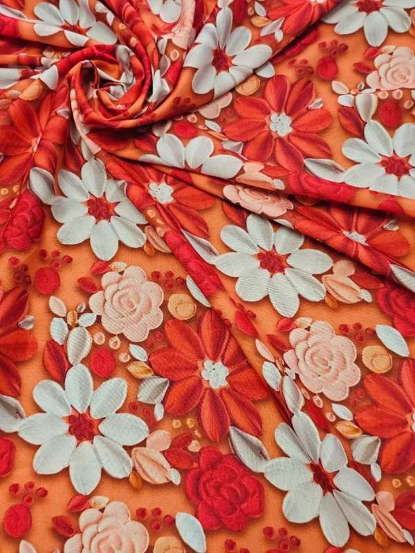 Swiss Cotton 3-D Orange Floral