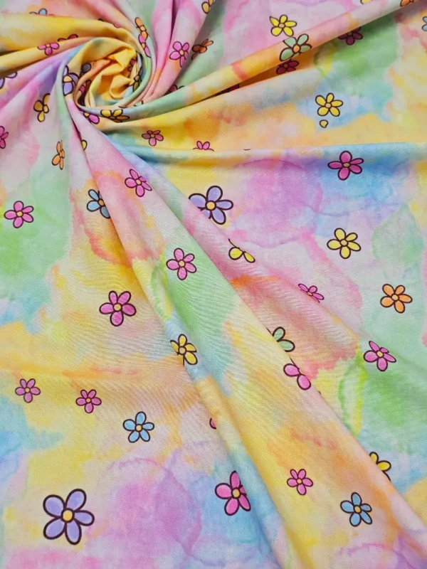 Swiss Cotton Rainbow Daisy Floral