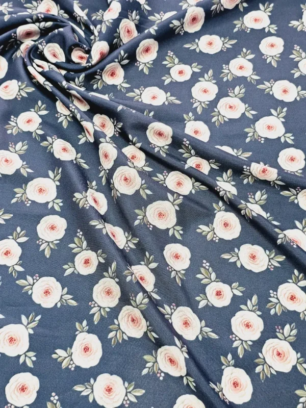 Swiss Cotton Blue Vintage British Floral