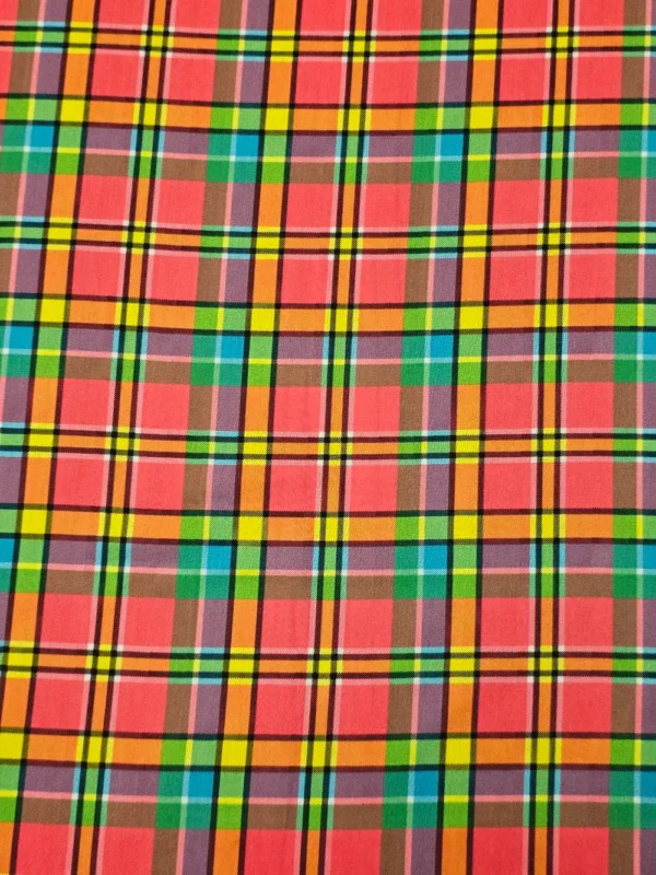 Swiss Cotton Orange Green Check - Image 2