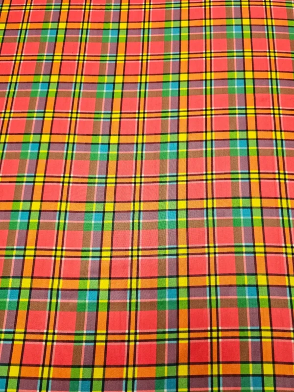 Swiss Cotton Orange Green Check - Image 3