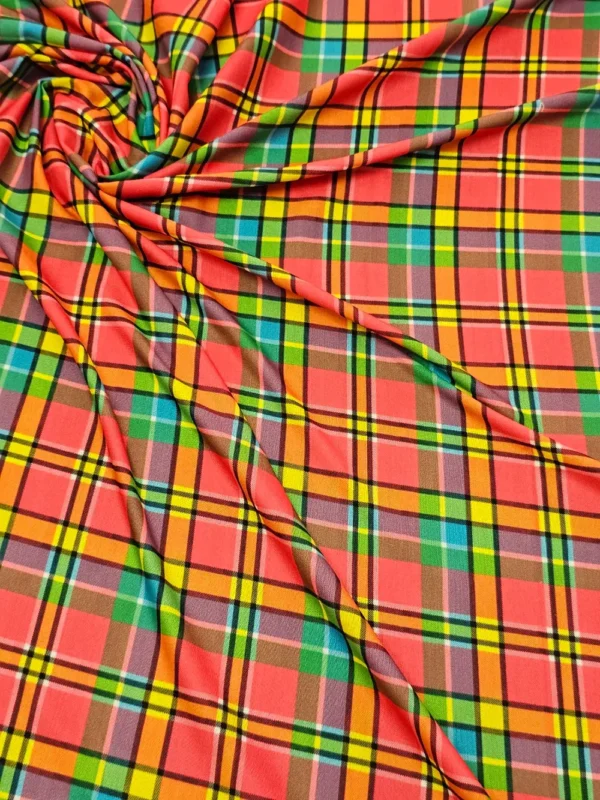 Swiss Cotton Orange Green Check
