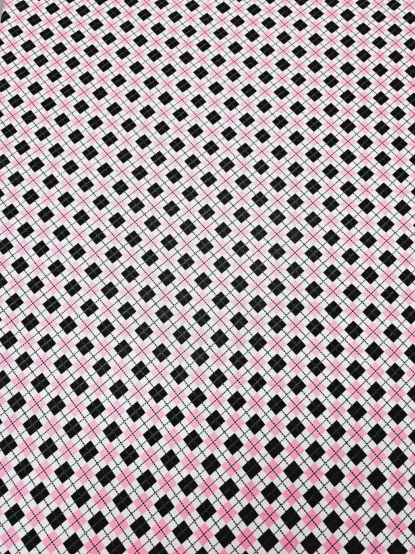 Swiss Cotton Pink Black Check Pattern - Image 3
