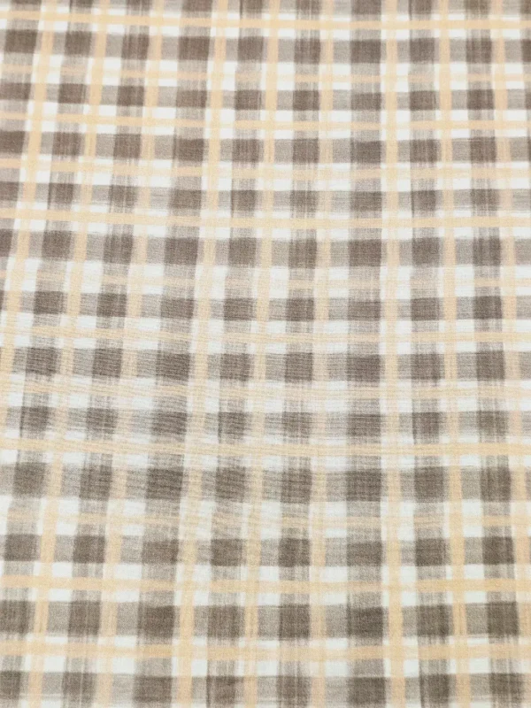 Swiss Cotton Brown Yellow Check Pattern - Image 2