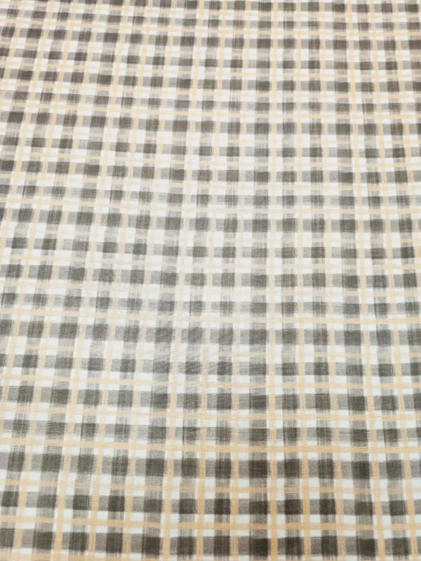Swiss Cotton Brown Yellow Check Pattern - Image 3
