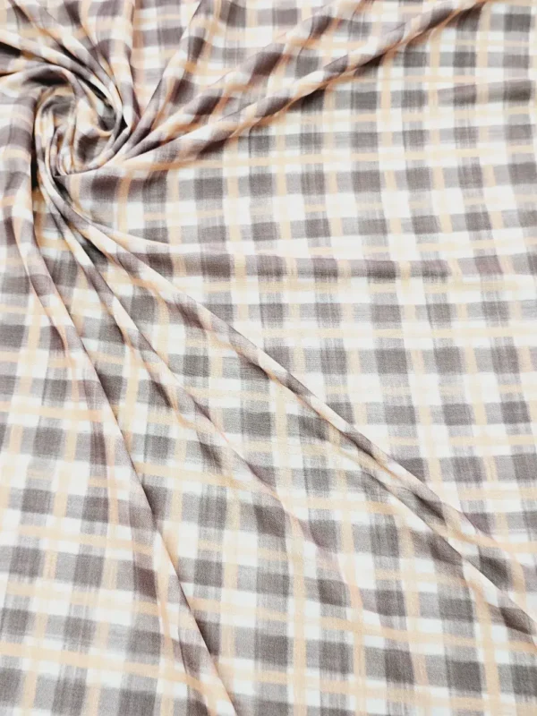 Swiss Cotton Brown Yellow Check Pattern