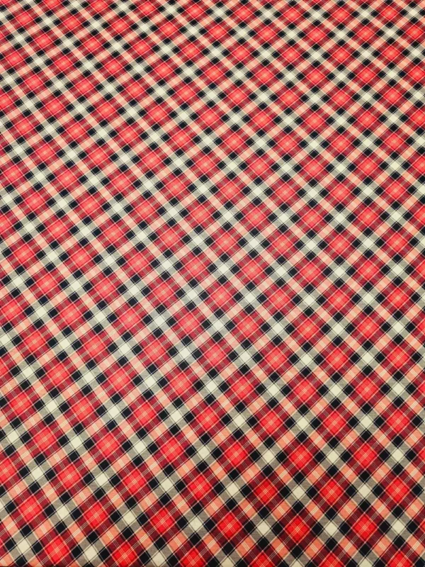 Swiss Cotton Red Bold Check Pattern - Image 3