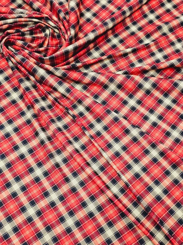 Swiss Cotton Red Bold Check Pattern
