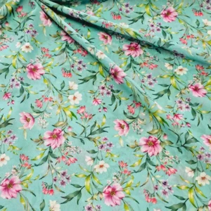 Georgette Green Pink Floral