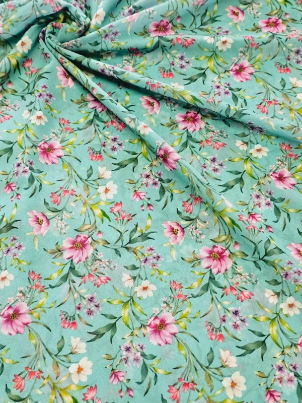 Georgette Green Pink Floral