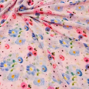 Georgette Pink Blue Florals