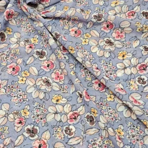 Georgette Vintage Grey Blue Floral print