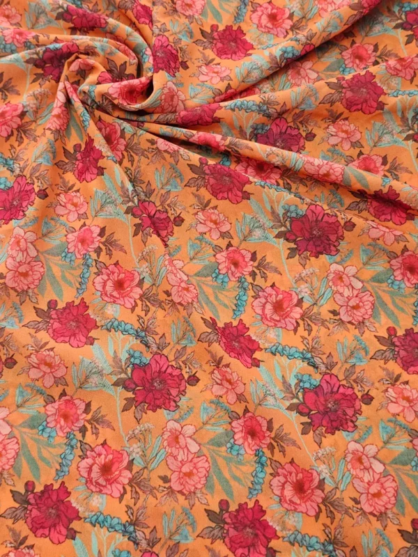 Georgette Orange Red Floral print