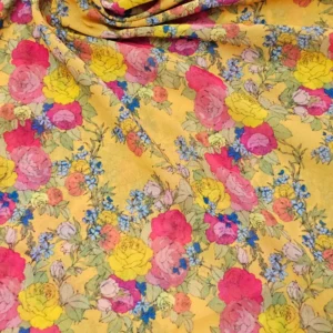 Georgette Yellow Floral Prints