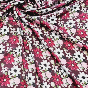 Japan satin Maroon Floral