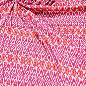 Japan Satin Pink Orange Ikat Pattern