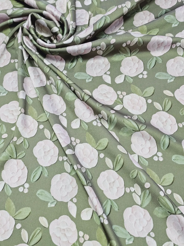 Japan satin English Green Florals