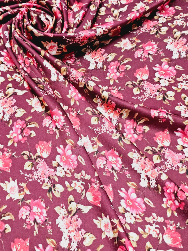 Japan satin Burgundy Floral