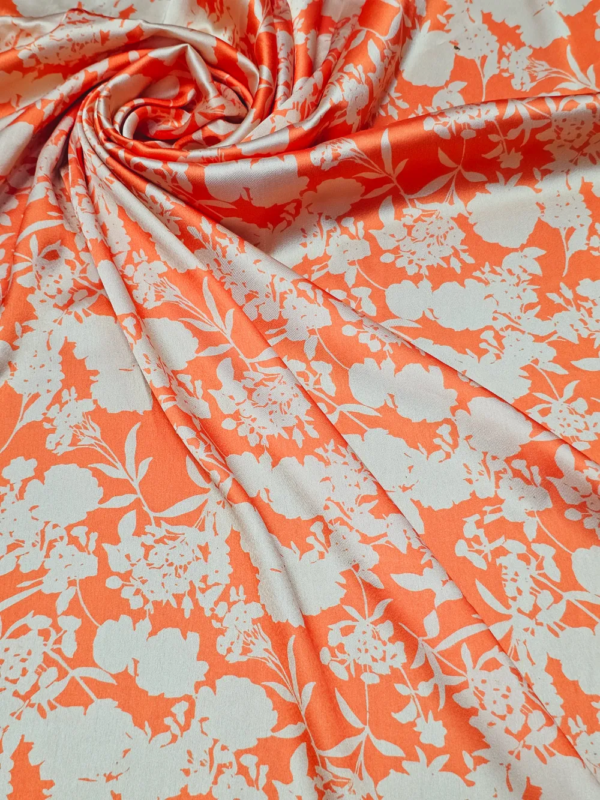 Japan Satin Orange Florals