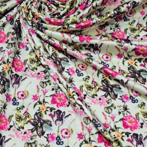 Japan satin Vintage pink Florals