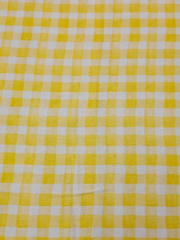 Swiss Cotton Yellow White Check Pattern - Image 2