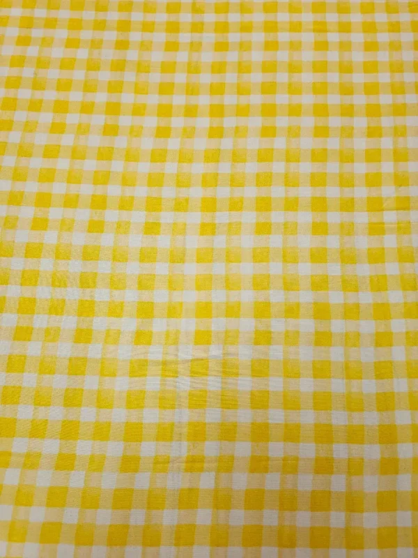 Swiss Cotton Yellow White Check Pattern - Image 3