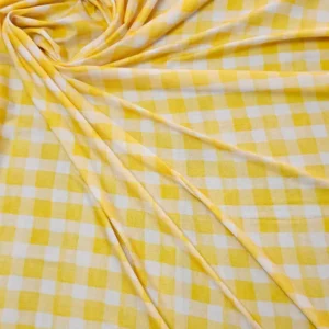 Swiss Cotton Yellow White Check pattern