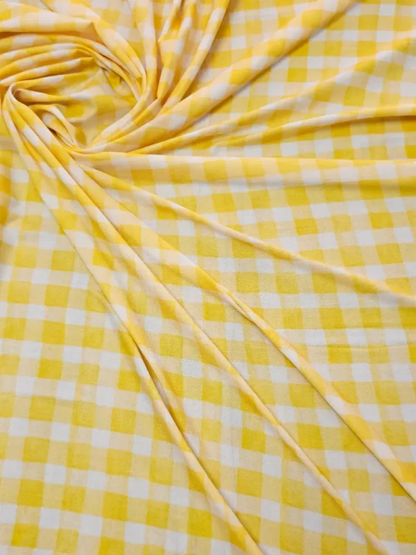 Swiss Cotton Yellow White Check pattern
