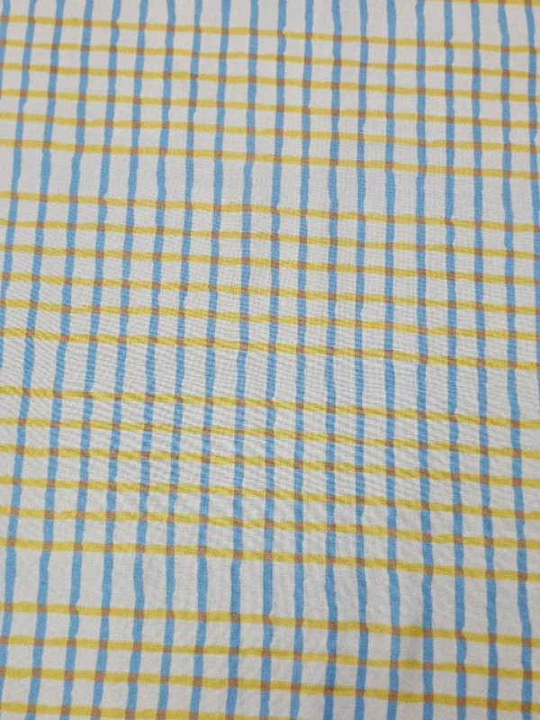 Swiss Cotton Yellow Blue Check Pattern - Image 2