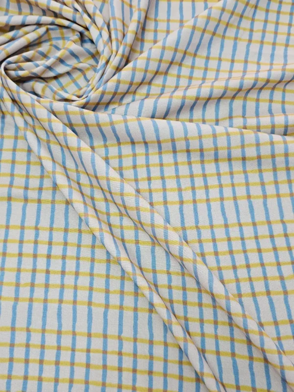 Swiss Cotton Yellow Blue Check Pattern
