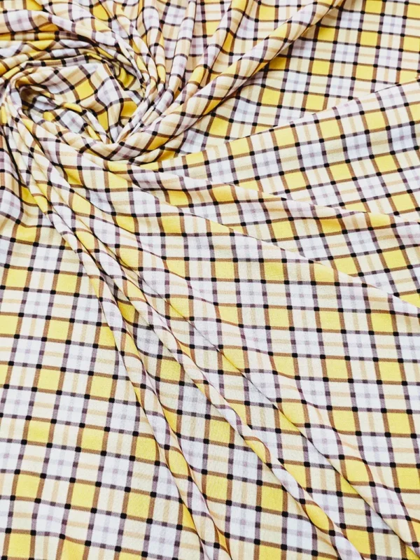 Swiss Cotton Yellow Boxed Check Pattern
