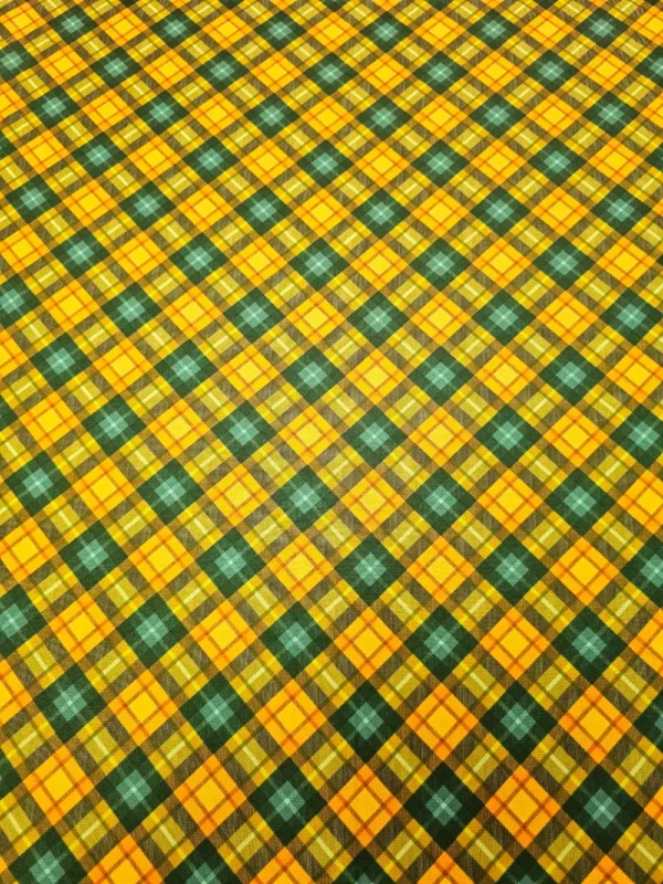 Swiss Cotton Yellow Bold Check pattern - Image 3