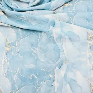 Georgette sky blue Marble Pattern