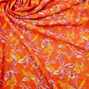 Georgette Orange Big Florals