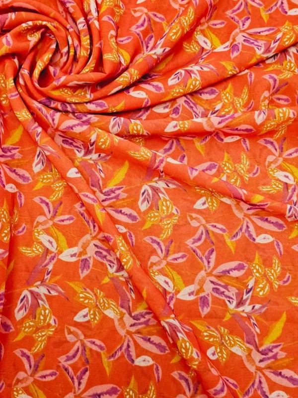 Georgette Orange Big Florals